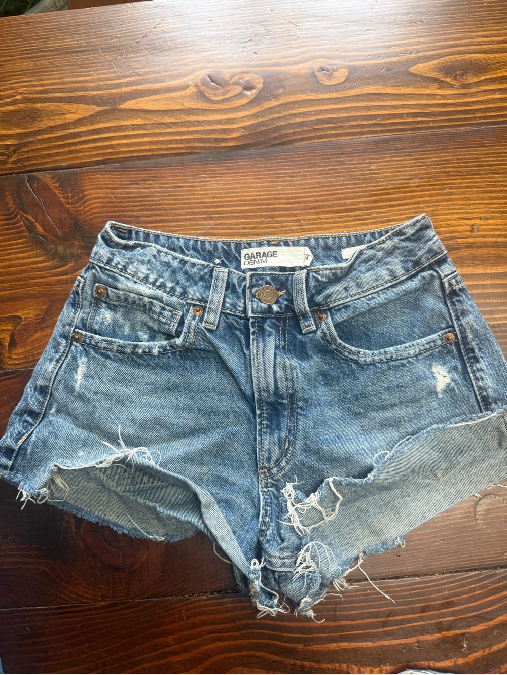 Garage Distressed Light Blue Denim Cutoff Shorts